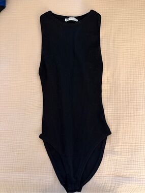 Zara Kids Black Ribbed Sleeveless Bodysuit